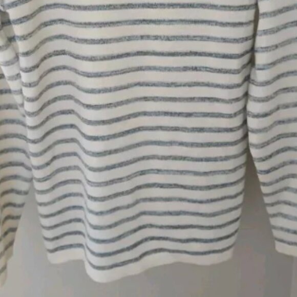 S.N.S. Herning 100% Virgin Wool Sweater Size Large Gray Cream Stripe Nautical - Picture 10 of 13